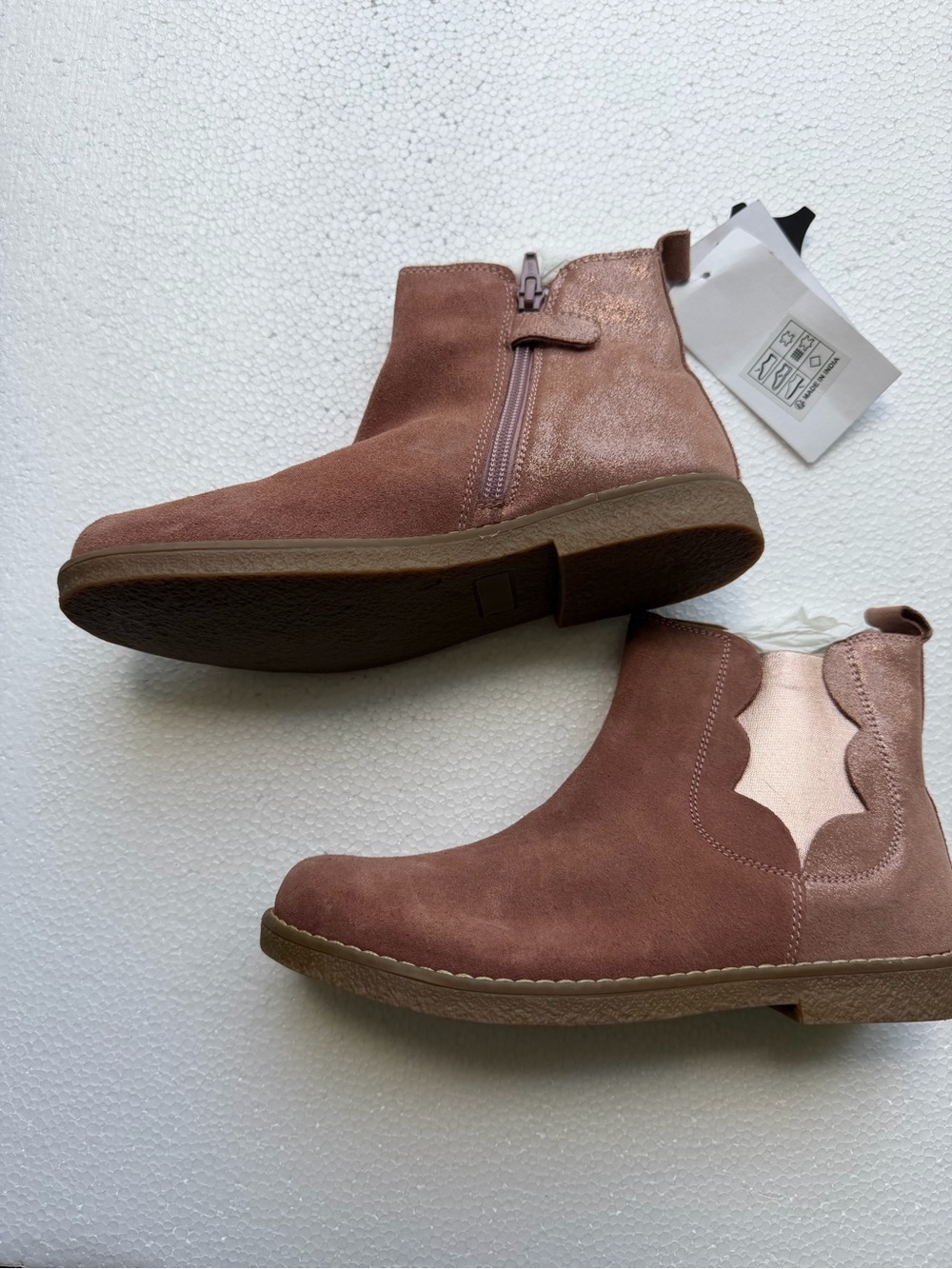 Girls Suede Ankle Boots in Dusty Rose